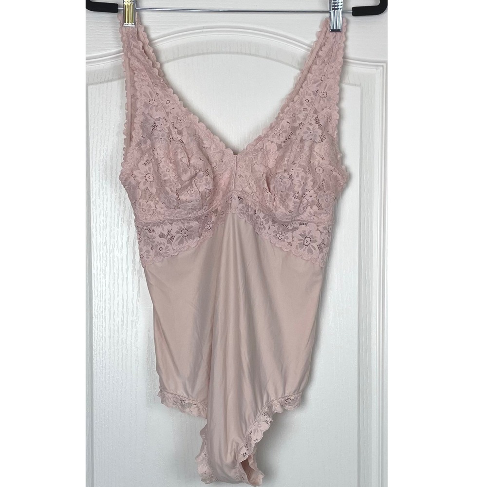 Aerie Women Pink Lace Bodysuit Coquette Feminine Lingerie XL Blush Fairy Tank